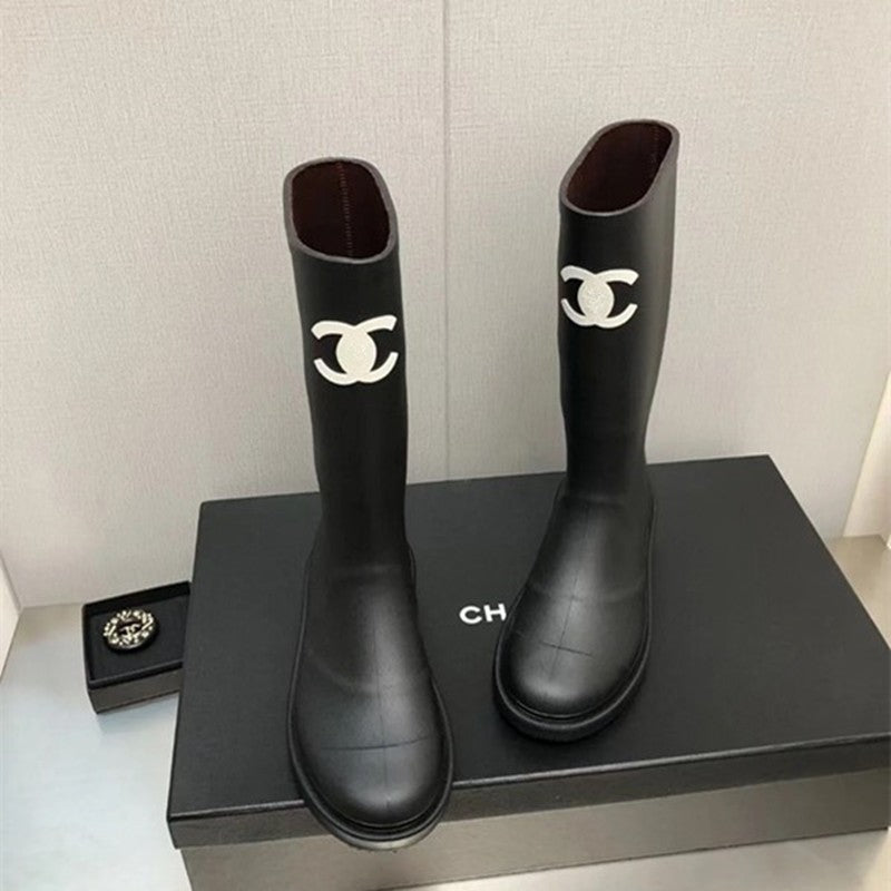 chanel rain boots