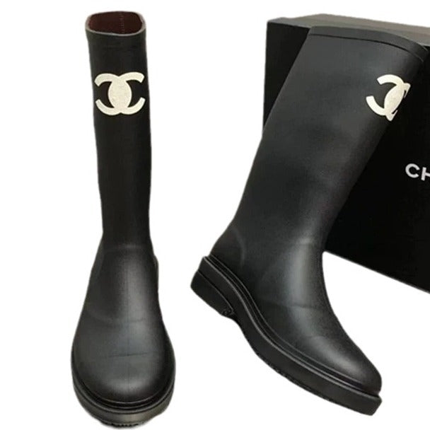 chanel rain boots