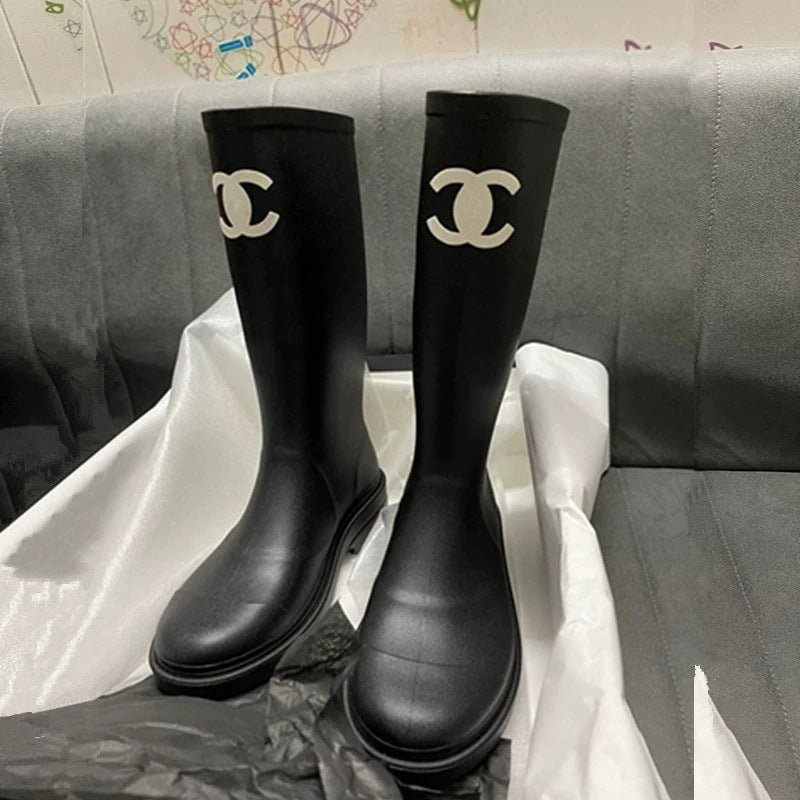 chanel rain boots