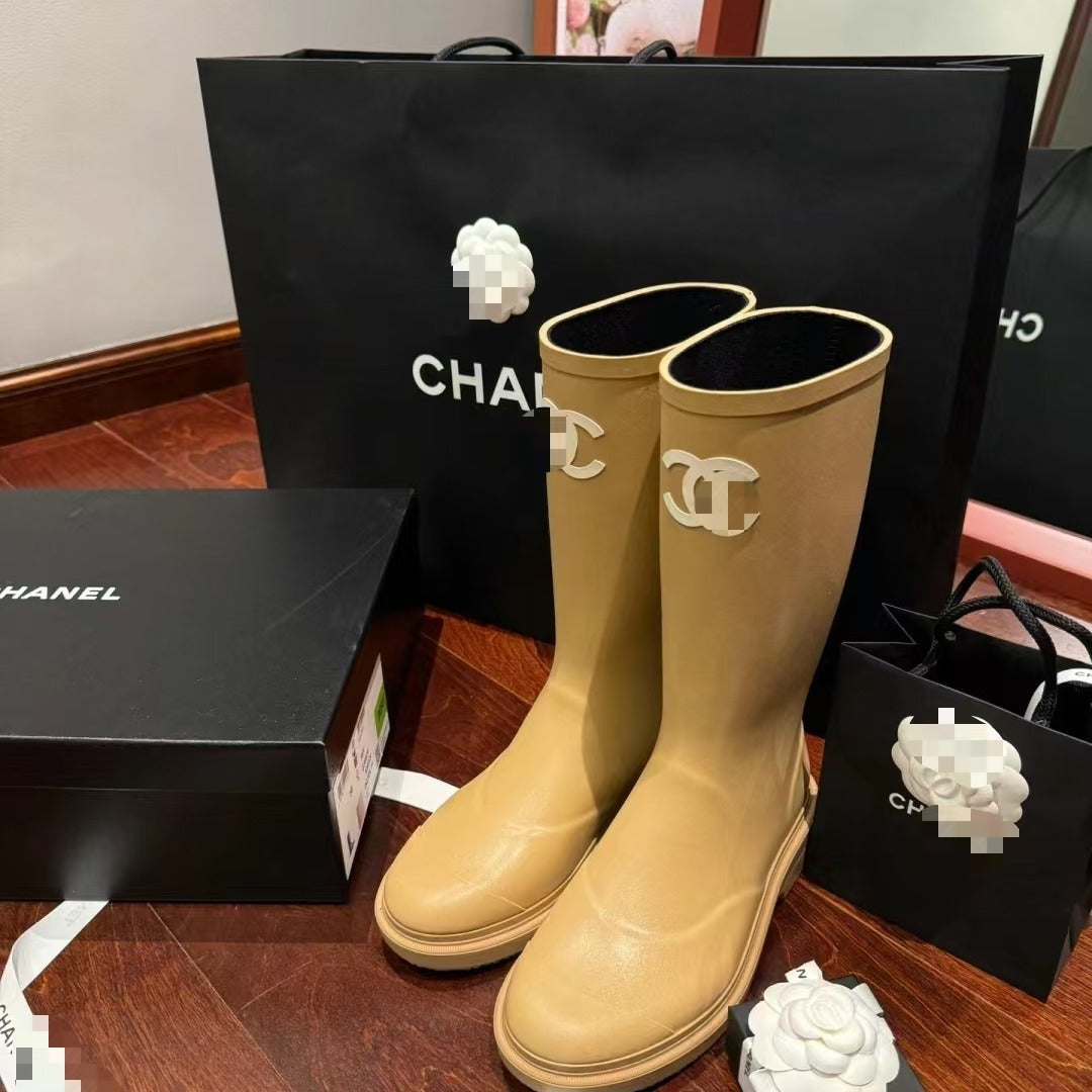 chanel rain boots